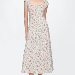 Gap Floral Linen-Blend Cap-Sleeve Maxi Dress Size XS NWT